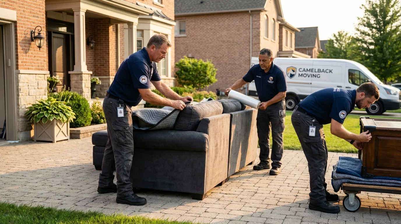 Large estate moving crew wrapping furniture in Yucca Valley, CA