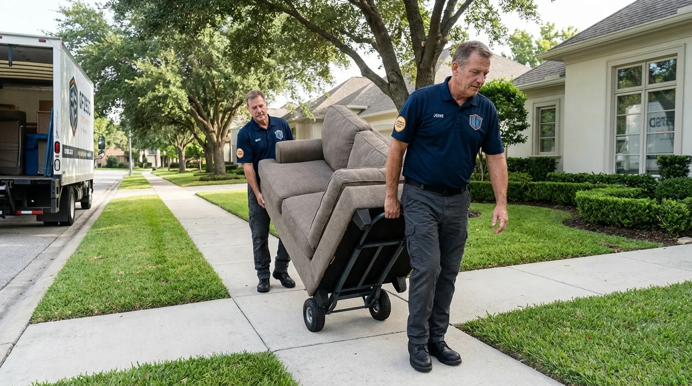 Local residential moving crew loading furniture in Yucca Valley, CA